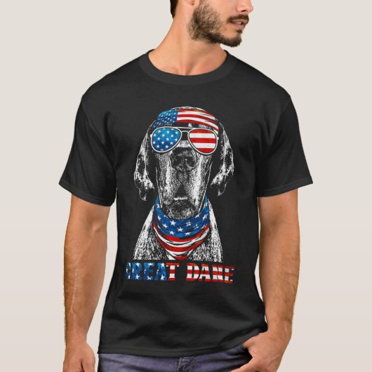 T-shirt American Flag Great Dane 4th of July Patriotic Dog (Devant)