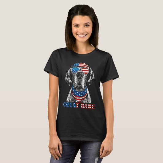 T-shirt American Flag Great Dane 4th of July Patriotic Dog (Devant entier)