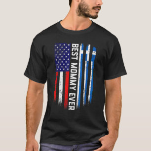 T-shirt American Flag & Greece Drapeau Meilleure maman Jam