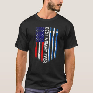T-shirt American Flag & Greece Drapeau Meilleure maman Jam