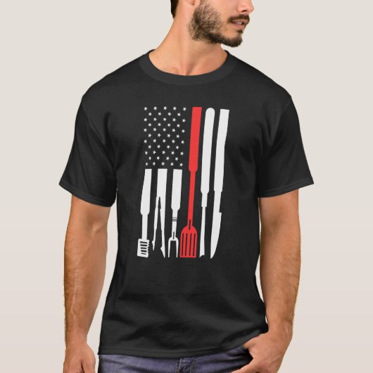 T-shirt American Flag Grilling Tools Joyeux Père Day (Devant)