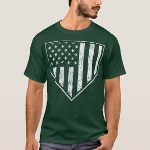 T-shirt American Flag Grunge Home Plate Patriotique Baseba