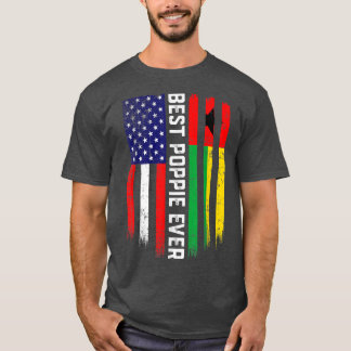 T-shirt American Flag & GuineaBissau Flag Best Poppie Ever