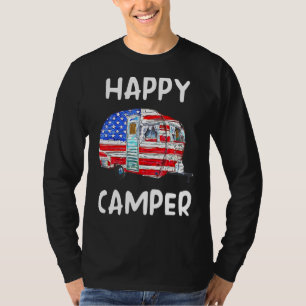 T-shirt American Flag Happy Camper Camp Usa Camping Trail
