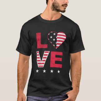 T-shirt American Flag He Red White Blue 4Th Of July Top