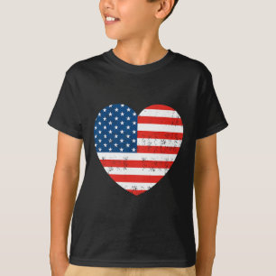 T-shirt American Flag Heart 4 juillet USA Patriotic