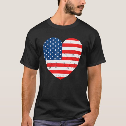 T-shirt American Flag Heart 4 juillet Usa Patriotic (Devant)