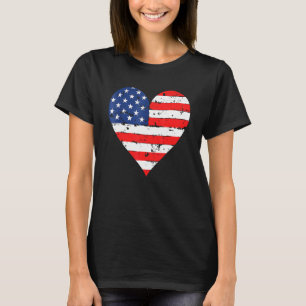 T-shirt American Flag Heart 4 juillet Usa Patriotic