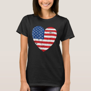 T-shirt American Flag Heart 4 juillet Usa Patriotic Meri