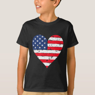 T-shirt American Flag Heart 4 juillet Usa Patriotic Prid