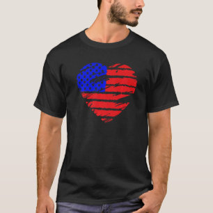 T-shirt American Flag Heart 4 juillet USA Patriotic Prid