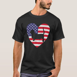 T-shirt American Flag Heart Basset Hound Dog 4th Of July P