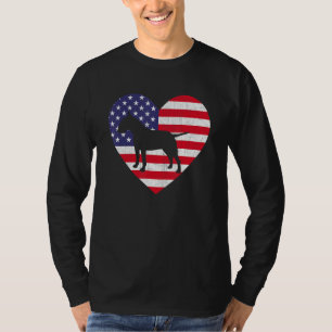 T-shirt American Flag Heart Bull Terrier Chien 4 juillet P