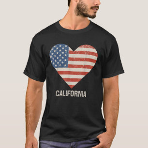 T-shirt American Flag Heart Californie 4 juillet Patriot