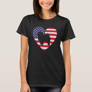 T-shirt American Flag Heart Chow Chow Chien 4 juillet Usa