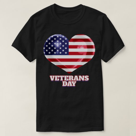 T-shirt American Flag Heart for Veterans Day (Design devant)