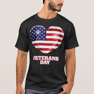 T-shirt American Flag Heart for Veterans Day
