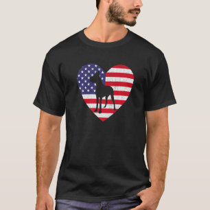 T-shirt American Flag Heart Great Dane Dog 4 juillet Usa