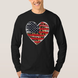 T-shirt American Flag Heart Leopard Usa Patriotic 4th Of J