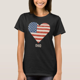 T-shirt American Flag Heart Ohio 4 juillet Patriotique Usa
