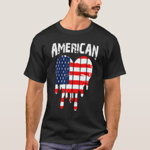 T-shirt American Flag Heart Patriotic Usa 4 juillet