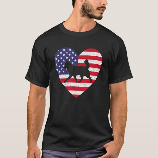 T-shirt American Flag Heart Siberian Husky Dog 4 juillet (Devant)