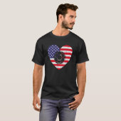 T-shirt American Flag Heart Soccer 4 juillet Patriot améri (Devant entier)