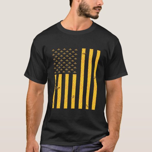 T-shirt American Flag Honeycomb Honey Bee Beekeeg Beekeepe (Devant)
