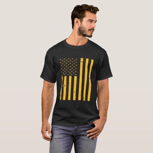 T-shirt American Flag Honeycomb Honey Bee Beekeeg Beekeepe (Devant entier)