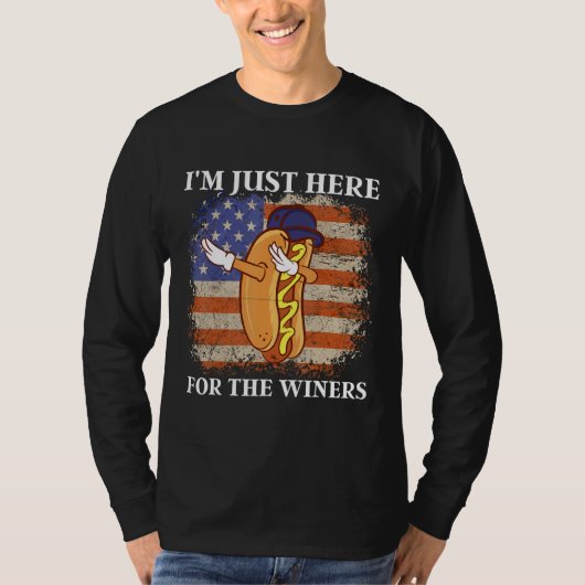 T-shirt American Flag I'm Just Here For The Wieners Dabbin (Devant)