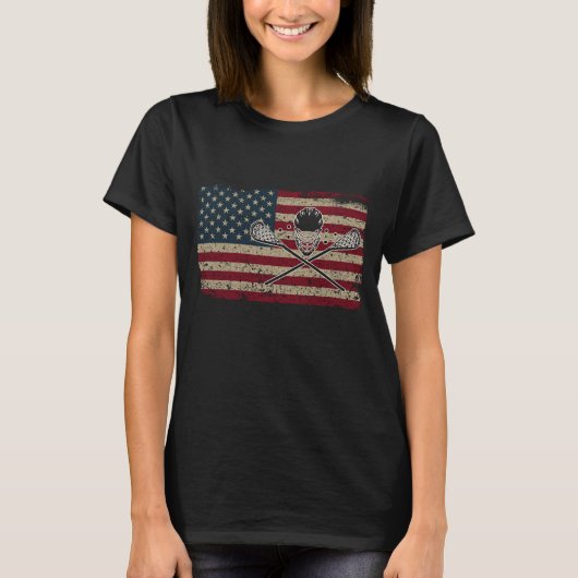 T-shirt American Flag Lacrosse USA Lax Player Idée cadeau (Devant)