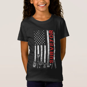 T-Shirt American flag land Surveyor surveying puns enginee