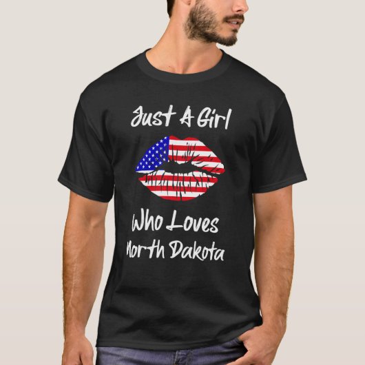 T-shirt American Flag Lève Juste Une Fille Qui Aime North  (Devant)
