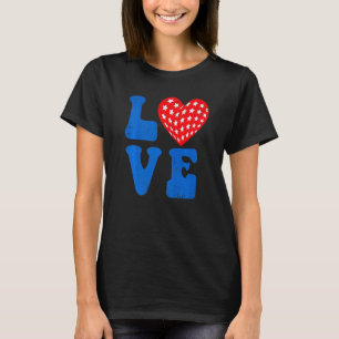 T-shirt American Flag Love Heart Red Blue 4 juillet Part