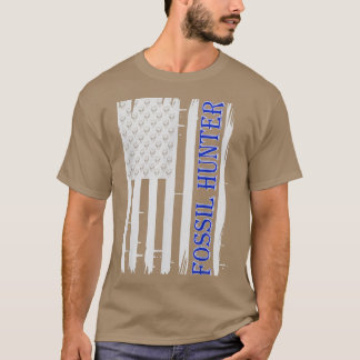 T-shirt American Flag Megalodon Teeth Shark Fossil Hunter