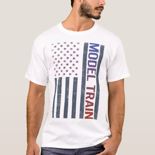 T-shirt American Flag Model Train Trains Chemin de fer (Devant)