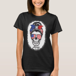 T-shirt American Flag Mom Life Bleached Mother's 4th Of Ju