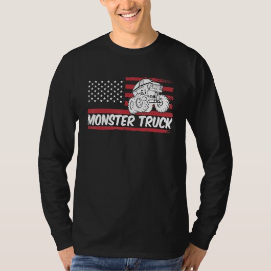 T-shirt American Flag Monster Truck Monster Truck Racing B (Devant)