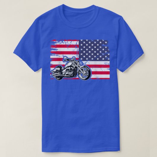 T-shirt American Flag Motorcycle Biker176 (Design devant)