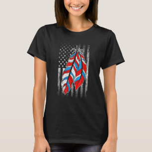 T-shirt American Flag Native Feather Pride Mois Indigeno