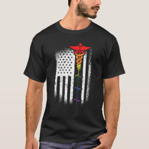 T-shirt American Flag Nurse Lgbt Q Gay pride Inscrit Nu