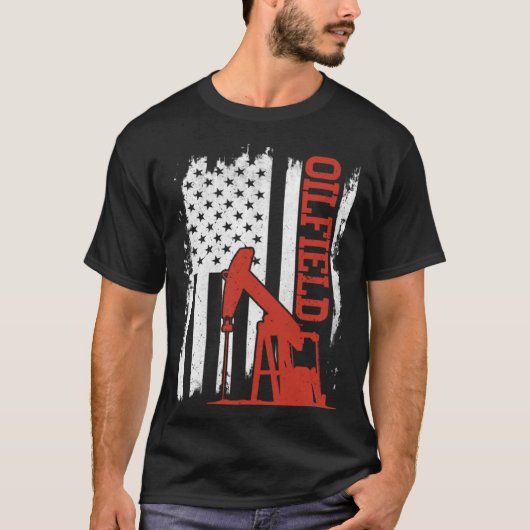 T-shirt American Flag Oilfield Workers Oil Riding Roughnec (Devant)