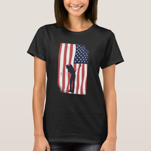 T-shirt American Flag Patriotic USA Golf Player Club Memor (Devant)