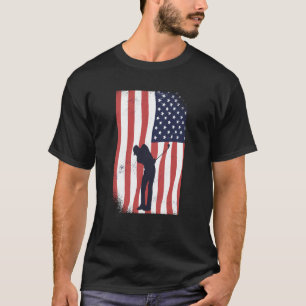 T-shirt American Flag Patriotic USA Golf Player Club Memor