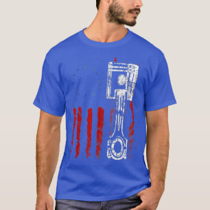 T-shirt American Flag Piston Muscle Car Patriotic Vintage
