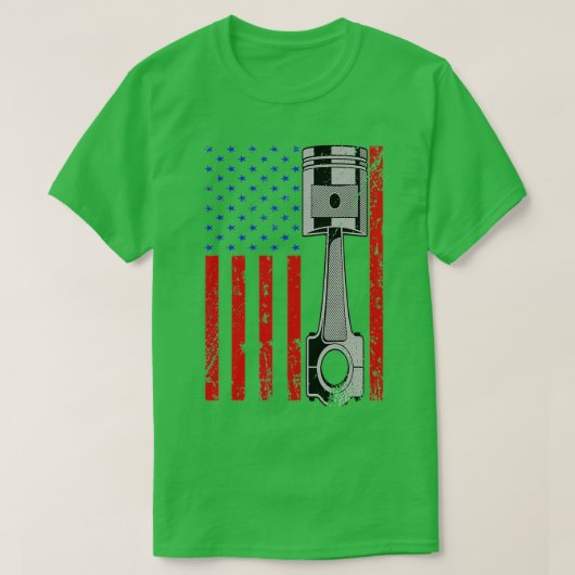 T-shirt American Flag Piston Muscle Voiture Patriotique Vi (Design devant)