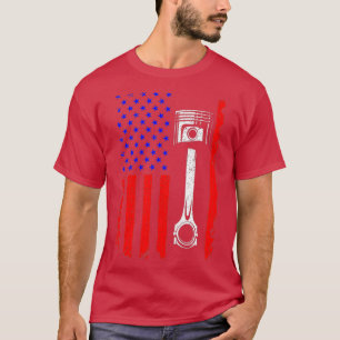 T-shirt American Flag Piston Muscle Voiture Patriotique Vi
