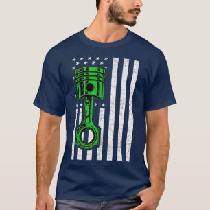 T-shirt American Flag Piston Muscle Voiture Patriotique Vi