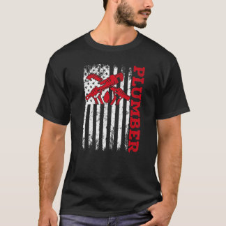 T-shirt American Flag Plumber 4 juillet Patriotique Pour M