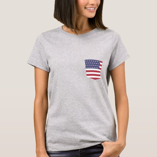 T-shirt American Flag Pocket Tee Fake Pocket design (Devant)